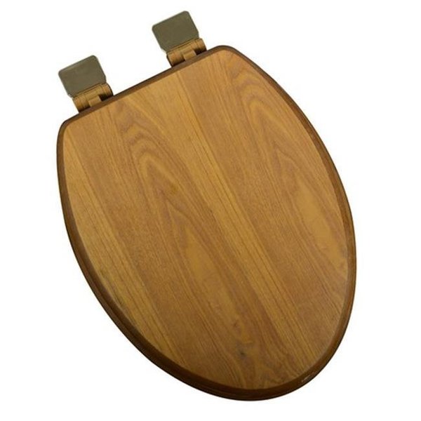 Plumbing Technologies Plumbing Technologies 5F1E1-17BR Decorative Wood Elongated Toilet Seat Polished Brass ; Light Oak 5F1E1-17BR